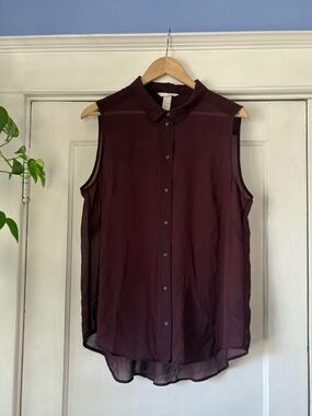 H&M Sheer Sleeveless Button Down Top - Size 14